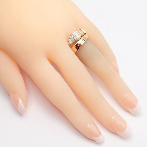 Authentic! Bulgari Bvlgari Serpenti Viper 18k Rose Gold Diamond Large Ring - Picture 5 of 12